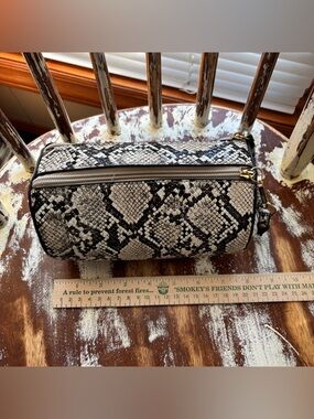 Snake Print Cosmetic Pouch - Black & White
